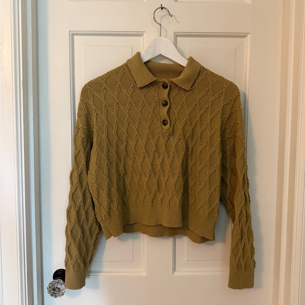 Mango Polo Knit Tan Sweater Size XS